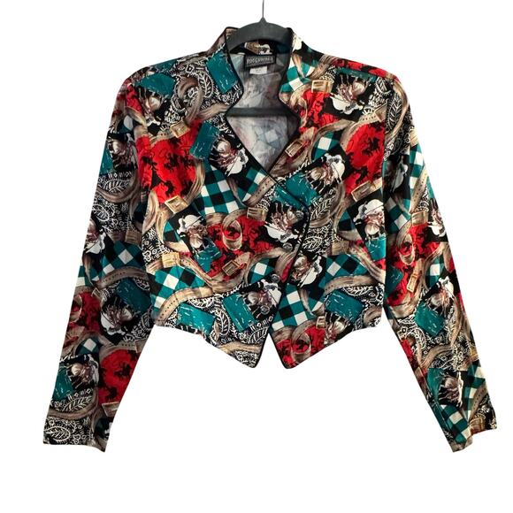 Vintage RoughRider Made in USA Western Cropped LS Top Shirt Small Cowgirl Rodeo - Picture 1 of 8